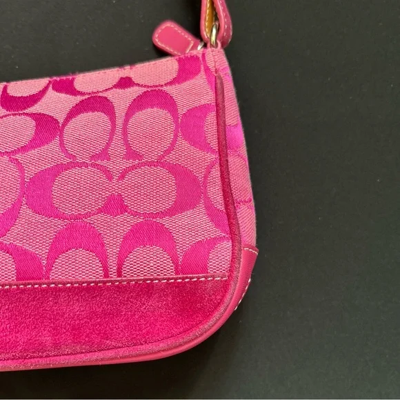 Coach HOT PINK Signature Logo Demi Mini Canvas bag - Picture 12 of 15